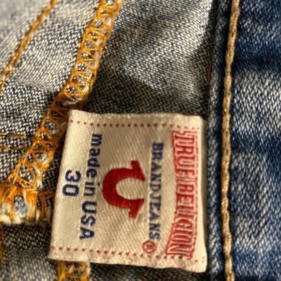 TRUE Religion Flare Distressed Jeans, vintage size 30, used condition, - Picture 7 of 9